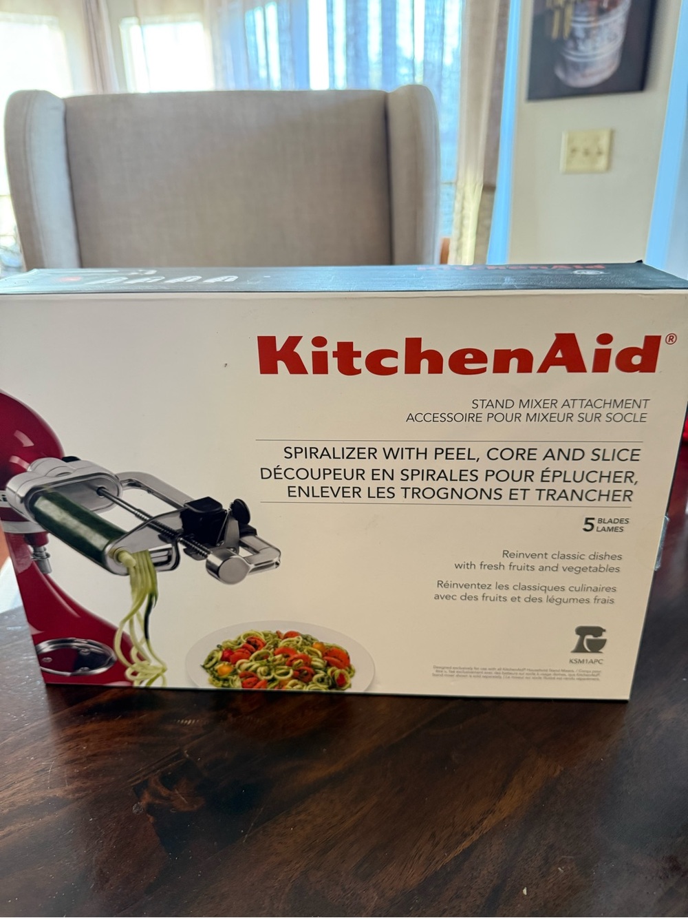 KitchenAid Red and Silver Spiralizer Attachment for Stand Mixers